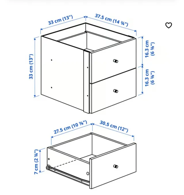 Mueble Ikea Kallax 2 cajones blanco