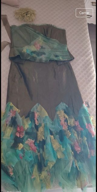 Vestido de fiesta verde y multicolor