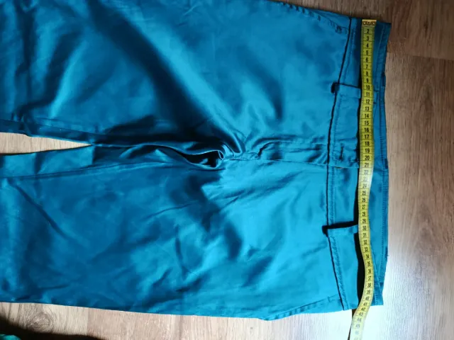 Pantalón mujer talla 40 verde azulado satinado