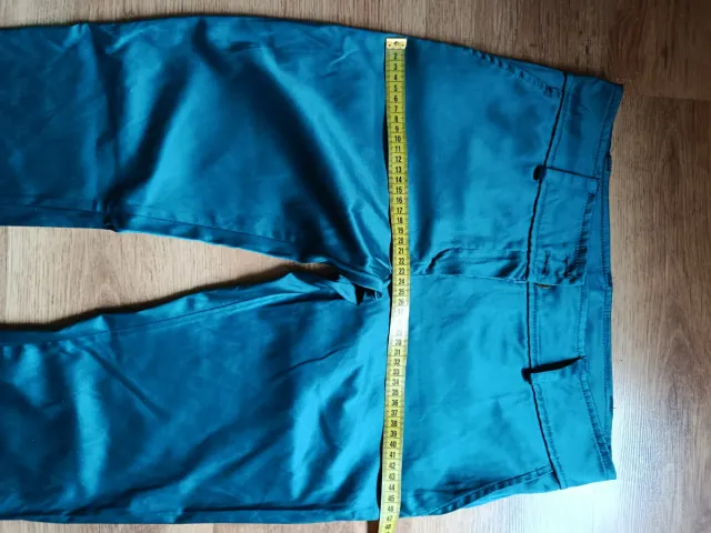 Pantalón mujer talla 40 verde azulado satinado