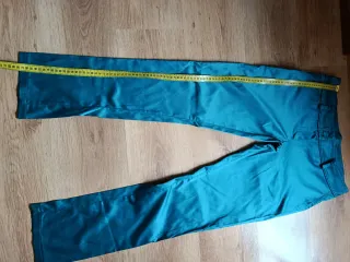 Pantalón mujer talla 40 verde azulado satinado