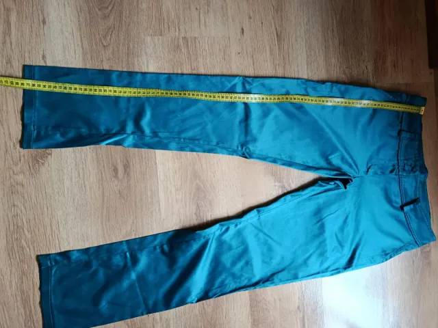 Pantalón mujer talla 40 verde azulado satinado