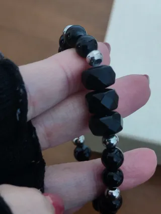 Bracciale Onice e Acciaio Elasticizzato