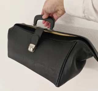 Bolso Médico Cuero Vintage Negro