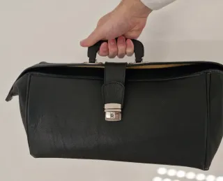 Bolso Médico Cuero Vintage Negro