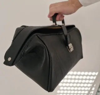 Bolso Médico Cuero Vintage Negro