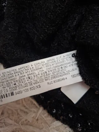 Vestido lentejuelas Zara hombreras Talla XS