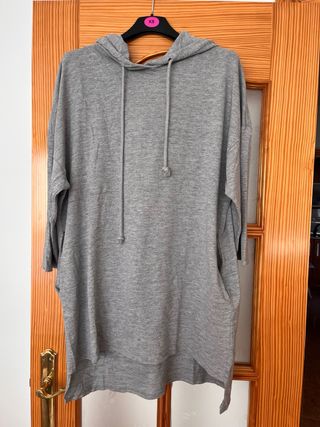 Vestido Sudadera Zara Gris XS