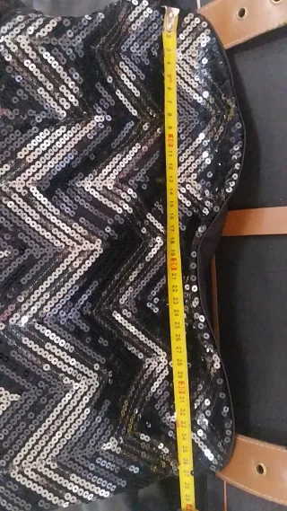 Vestido fiesta lentejuelas zig-zag negro/plata