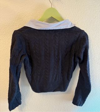 Jersey Subdued Azul Cable Knit Talla S