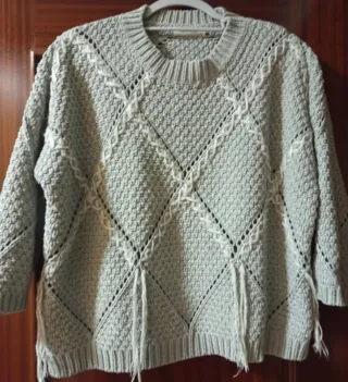 Jersey gris y blanco talla L