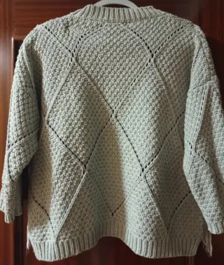 Jersey gris y blanco talla L