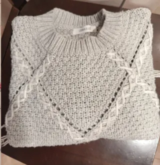 Jersey gris y blanco talla L