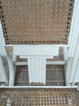 Coppia di Poltrone Sdraio Art-Deco in Rattan e Legno