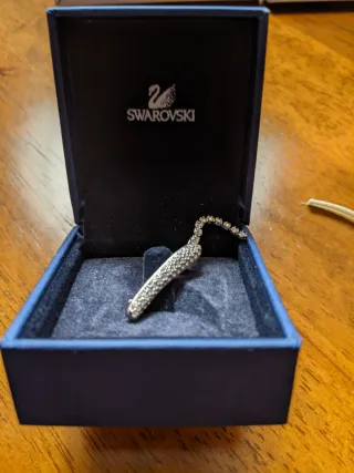 Spilla Swarovski Cigno Cristalli Argento