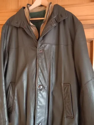 Chaquetón de piel marrón hombre Chaleco interior.