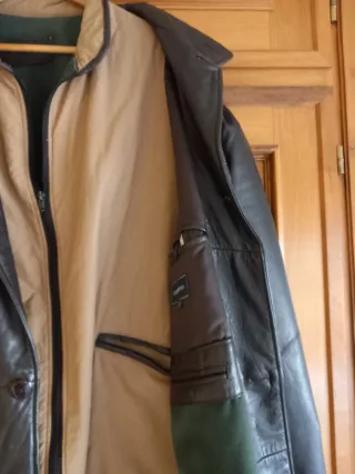 Chaquetón de piel marrón hombre Chaleco interior.