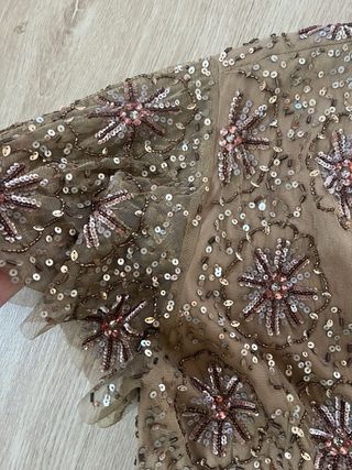 Vestido Zara lentejuelas champagne