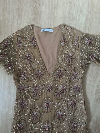 Vestido Zara lentejuelas champagne
