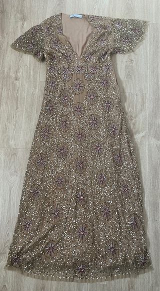 Vestido Zara lentejuelas champagne