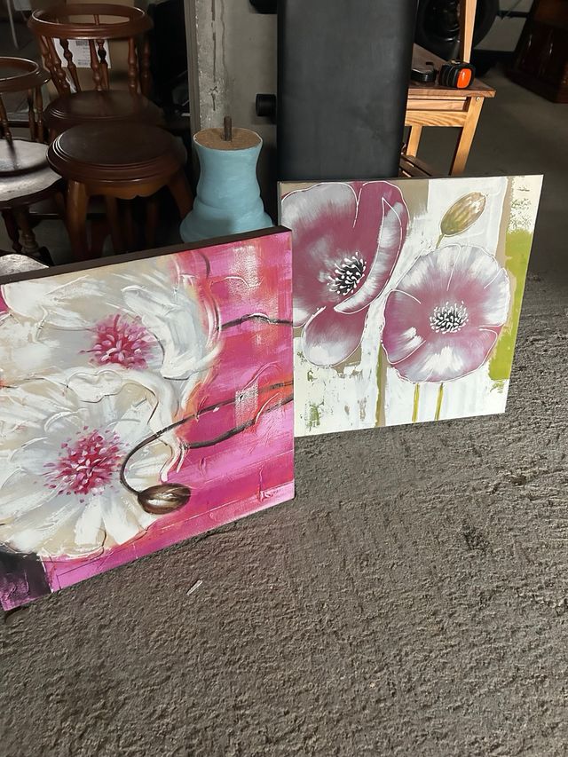 Cuadro Flores Rosas y Verdes