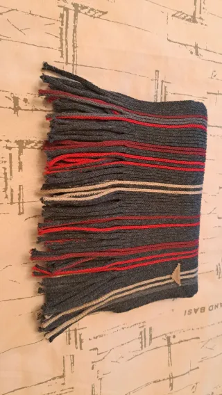 Bufanda Privata rayas gris ,granate,rojo beig