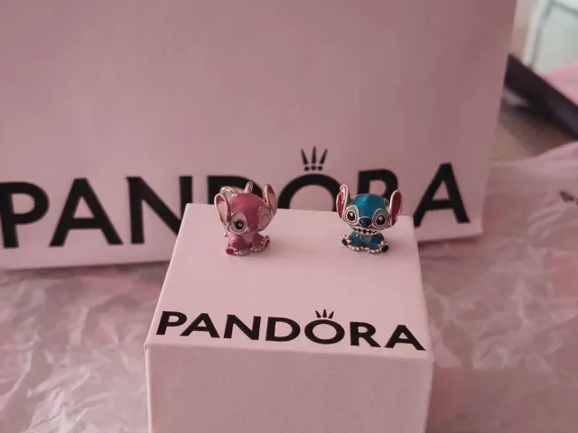 Pack Charms Lilo Stitch Rosa y Azul Plata 925