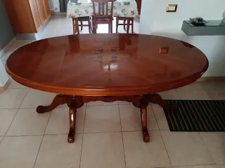 Tavolo Ovale Legno Massello Intarsiato