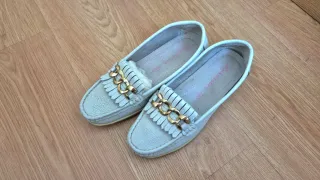 Zapatos de piel Pink Dessert Piel Blanco y Dorado