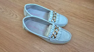 Zapatos de piel Pink Dessert Piel Blanco y Dorado