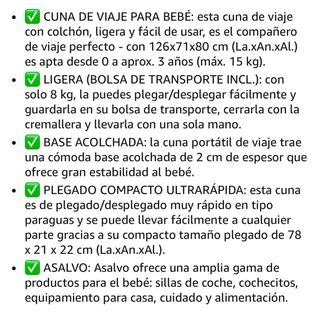 Cuna de viaje plegable para bebé