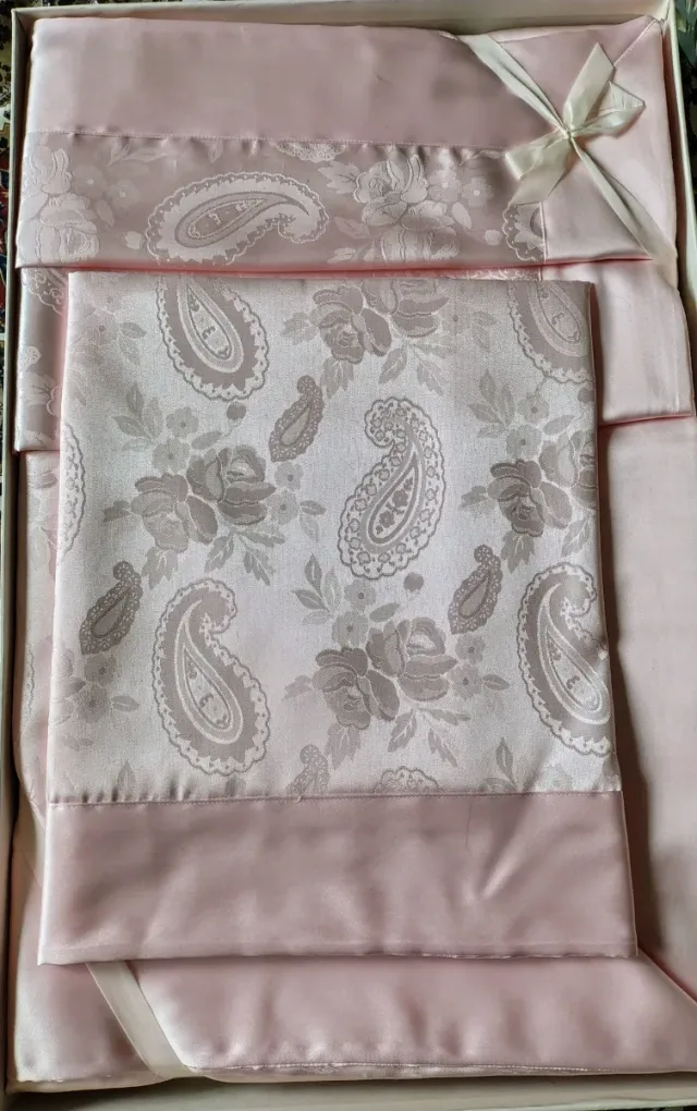 Completo Lenzuola Matrimoniali Rosa Raso