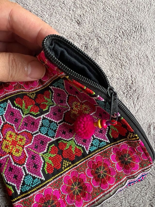 Bolsita monedero étnico flores tribal