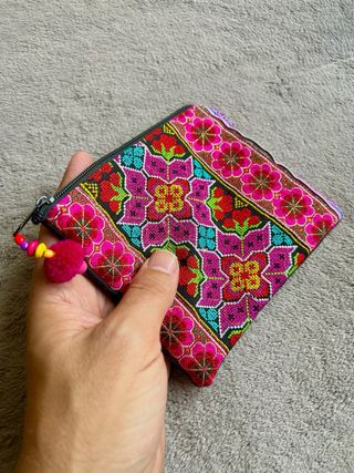 Bolsita monedero étnico flores tribal
