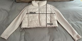 Chaqueta bomber beige mangas lana