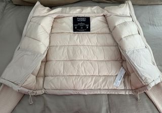 Chaqueta bomber beige mangas lana