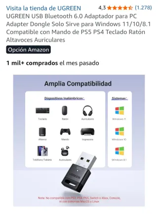 Adattatore USB Bluetooth 6.0 UGREEN