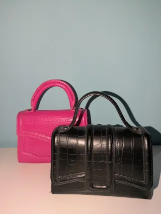 Bolso mini negro y rosa