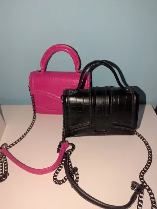 Bolso mini negro y rosa