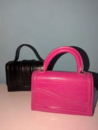 Bolso mini negro y rosa