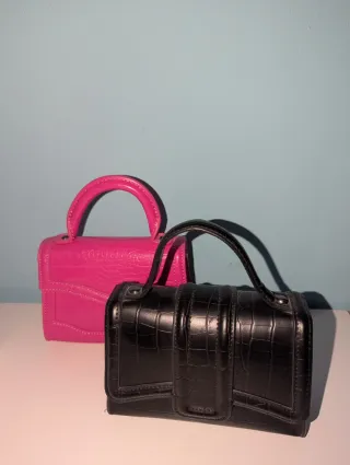 Bolso mini negro y rosa