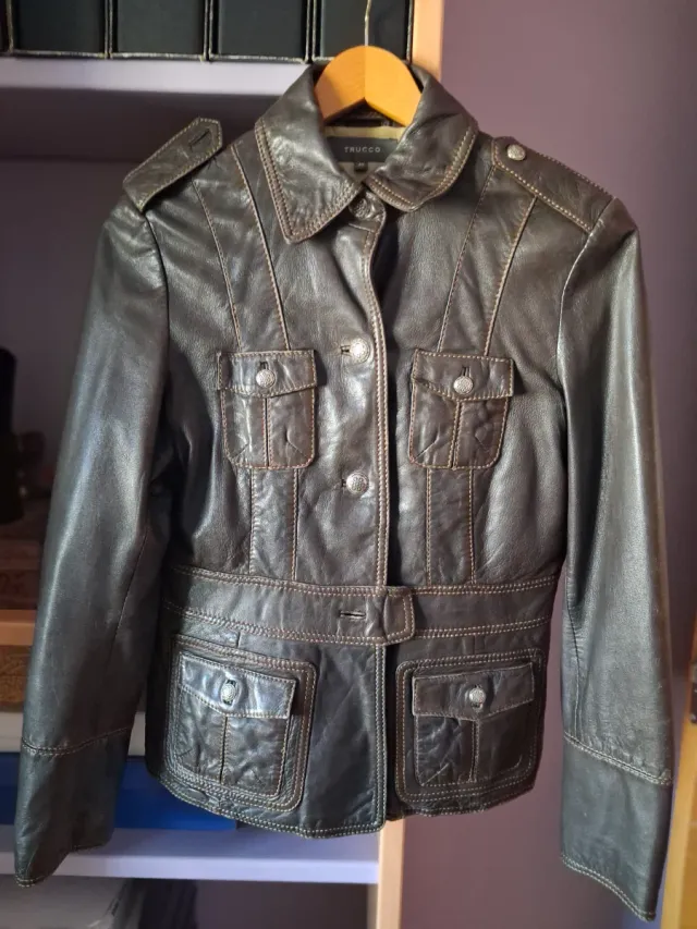 Chaqueta de cuero Trucco Marrón