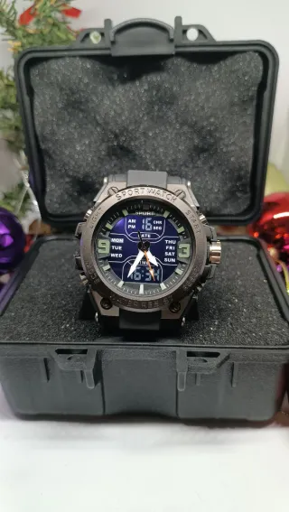 Reloj Dual Deluxe deportivo nuevo negro a estrenar