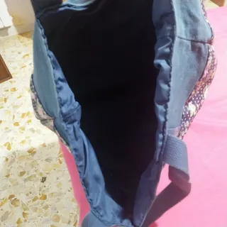 Borsa floreale blu e rosa