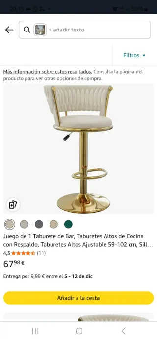 Set di 2 sedie vintage beige e dorate