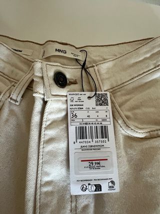 Pantalón Mango Mon Confort Talla 36 Beige
