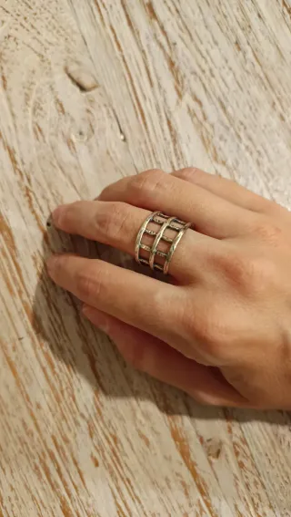Anillo Tous plata diseño geométrico