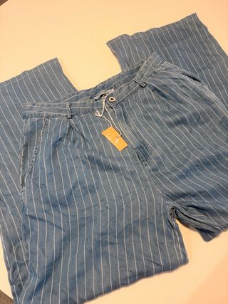 Pantalón rayas azul talla L nuevo con etiqueta