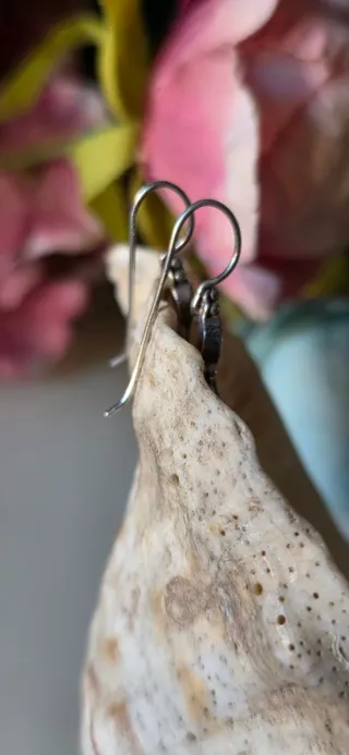 Pendientes antiguos de plata y malaquita