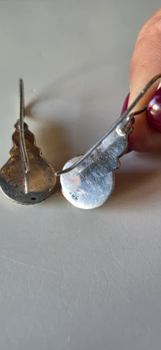 Pendientes antiguos de plata y malaquita